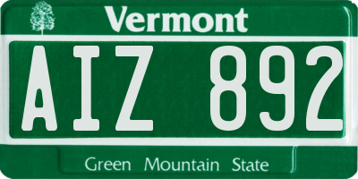 VT license plate AIZ892