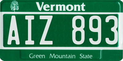VT license plate AIZ893