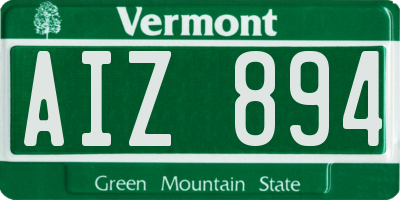 VT license plate AIZ894