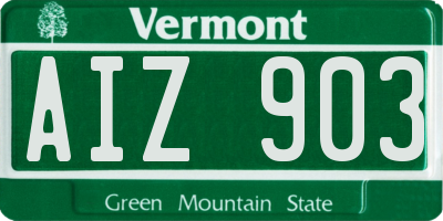VT license plate AIZ903