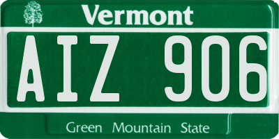 VT license plate AIZ906