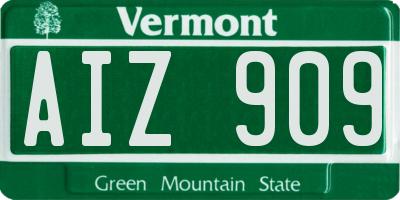 VT license plate AIZ909