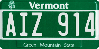 VT license plate AIZ914