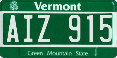 VT license plate AIZ915