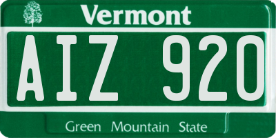 VT license plate AIZ920