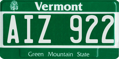 VT license plate AIZ922
