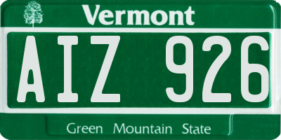 VT license plate AIZ926