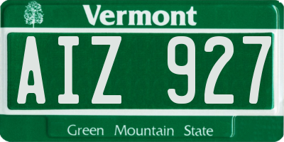 VT license plate AIZ927