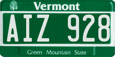 VT license plate AIZ928