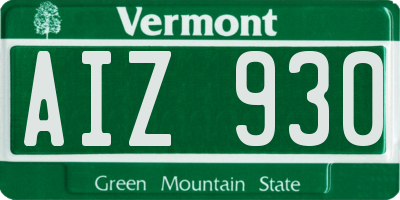 VT license plate AIZ930