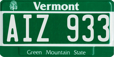 VT license plate AIZ933