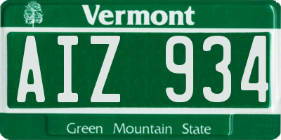 VT license plate AIZ934
