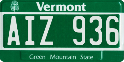 VT license plate AIZ936