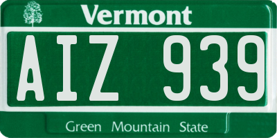 VT license plate AIZ939