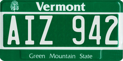 VT license plate AIZ942