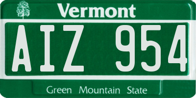 VT license plate AIZ954