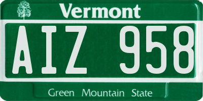 VT license plate AIZ958