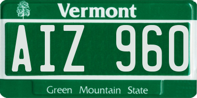 VT license plate AIZ960