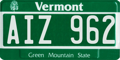 VT license plate AIZ962