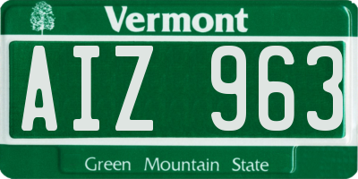 VT license plate AIZ963