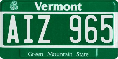 VT license plate AIZ965