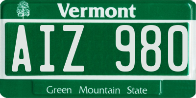 VT license plate AIZ980