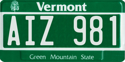 VT license plate AIZ981