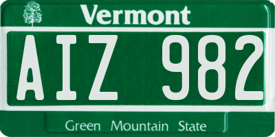 VT license plate AIZ982