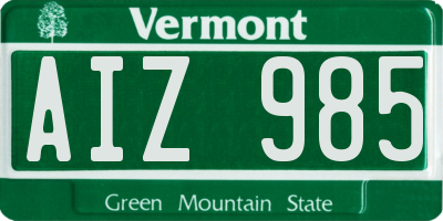 VT license plate AIZ985