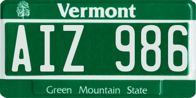VT license plate AIZ986