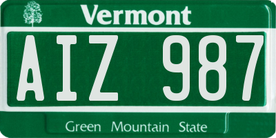 VT license plate AIZ987