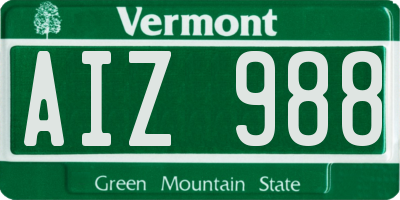 VT license plate AIZ988