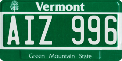 VT license plate AIZ996