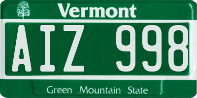 VT license plate AIZ998