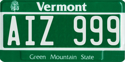 VT license plate AIZ999