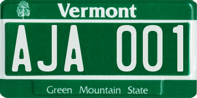 VT license plate AJA001