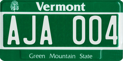 VT license plate AJA004