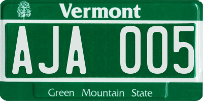 VT license plate AJA005