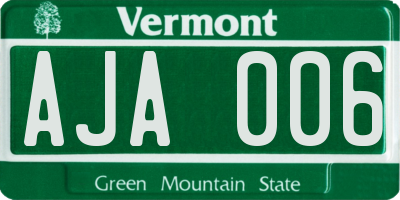 VT license plate AJA006