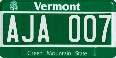VT license plate AJA007