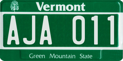 VT license plate AJA011