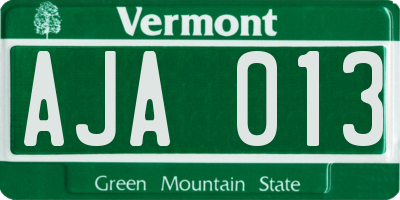 VT license plate AJA013
