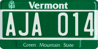 VT license plate AJA014