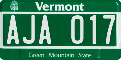 VT license plate AJA017