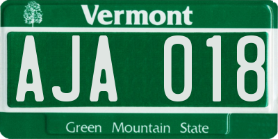 VT license plate AJA018