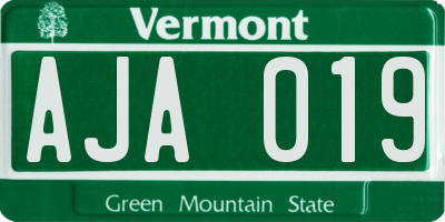 VT license plate AJA019