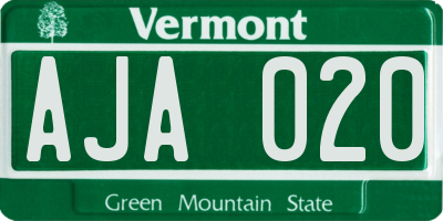 VT license plate AJA020