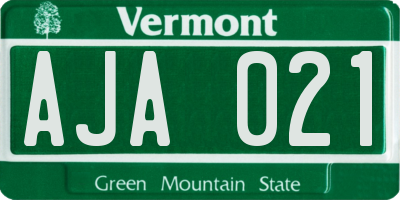 VT license plate AJA021