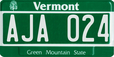 VT license plate AJA024