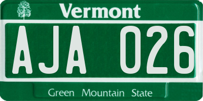 VT license plate AJA026